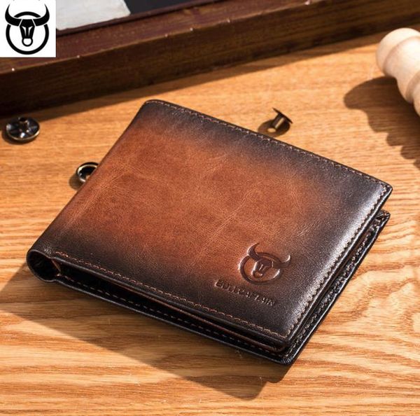 

european and american retro explosion models captain cattle men's wallet leather short anti-theft brush multi-card position first layer, Red;black