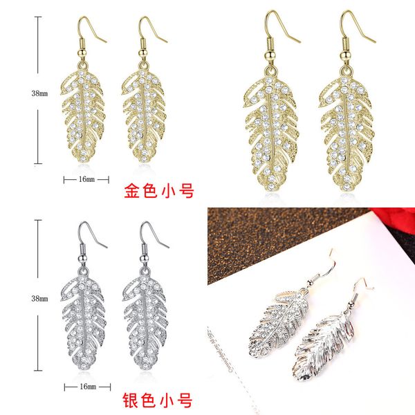 

ornaments fully-jewelled love real leaf tassels earrings diy diamond earrings pendientes de los hombres cross earrings men swarovski, Silver