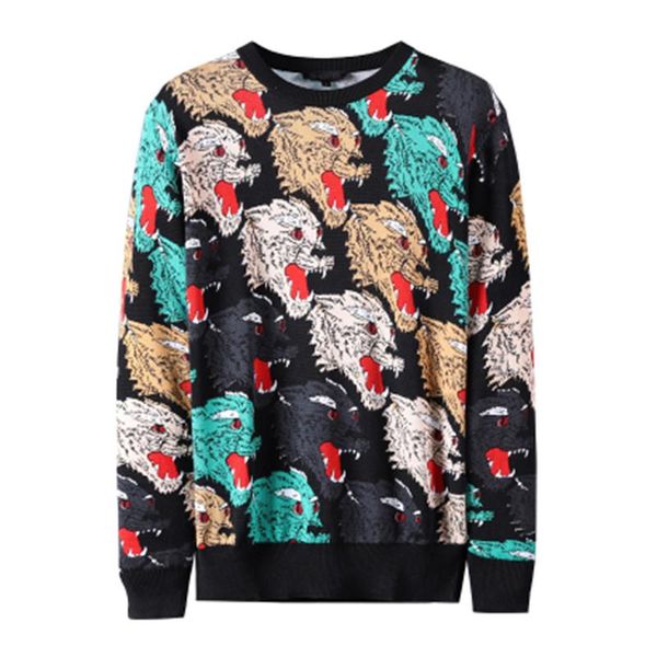 

brand warn allover tiger head print sweater sweatshirt italy man women clothes luxury stripe pullover male designer sweaters size l-5xl, White;black
