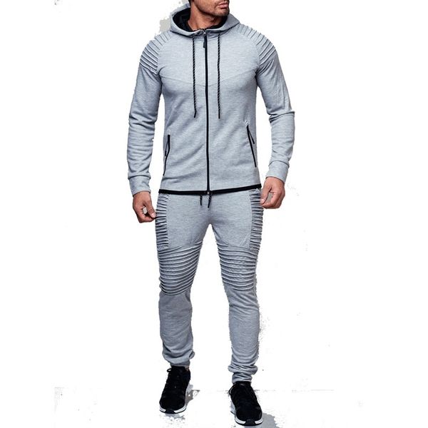 

zogaa tracksuits men 2 pieces set jacket hoodies and pants sportswear men tracksuit two piece of outfits jogger sweat suits, Gray