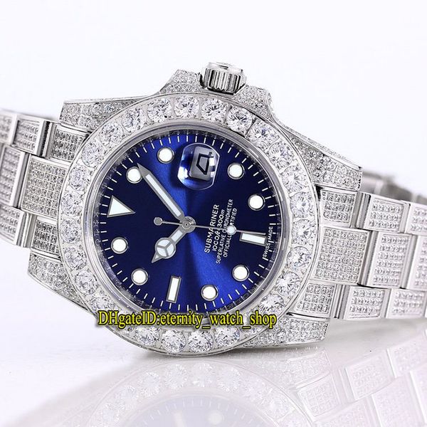 

new diamond inlaid version 116619 16610 116613 2813 automatic mechanical luminous mens watch diamonds case iced strap iced out watches, Slivery;brown
