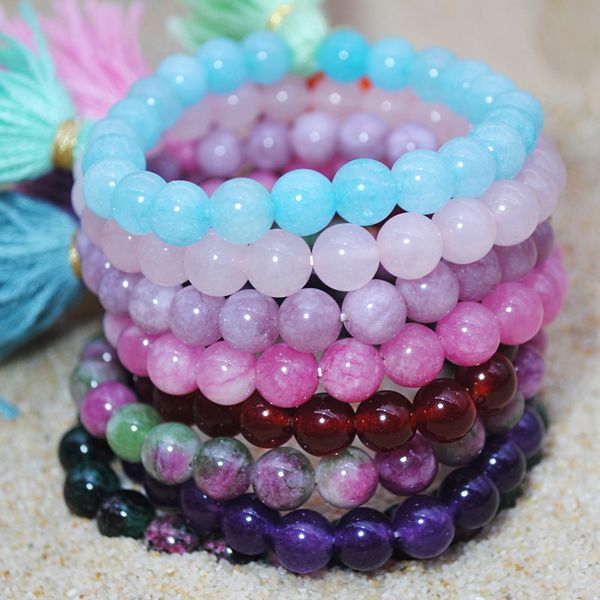 

crystal beads natural stone bracelet women's bohemia beach hand string, Black