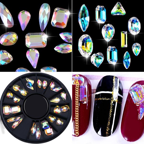 

1 set nails rhinestones stones crystal manicure jewelry mixed size symphony mermaid flat drill shaped horse eye drill yw50, Silver;gold