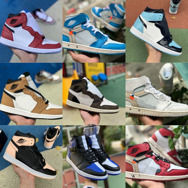 

2019 new high 1 og x mens basketball shoes turbo green origin story gs nuc red nrg union women retroes 1s unc white blue sports shoes