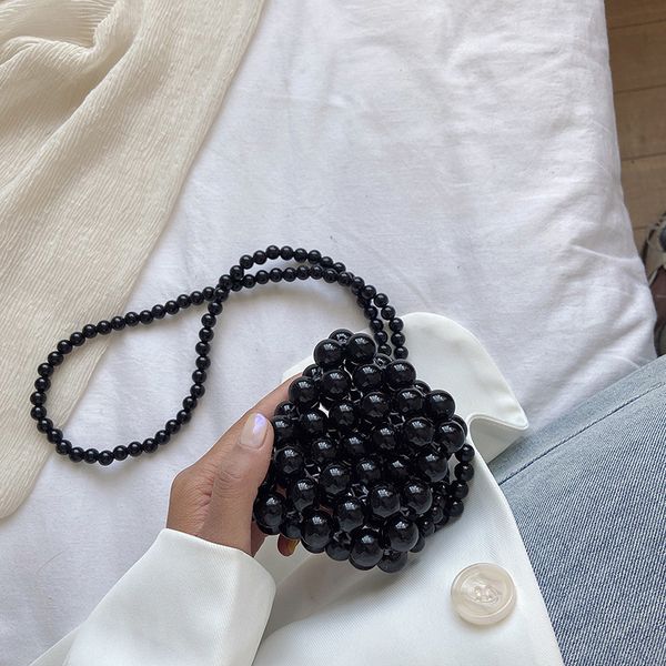 

cute mini beige pearl bag female hand-shouldered shoulder shoulder handmade beaded summer wild style