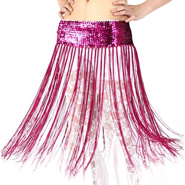 

2016 5 colors brilliant belly oriental latin dance fringe tassel hip scarf belt skirt, Black;red