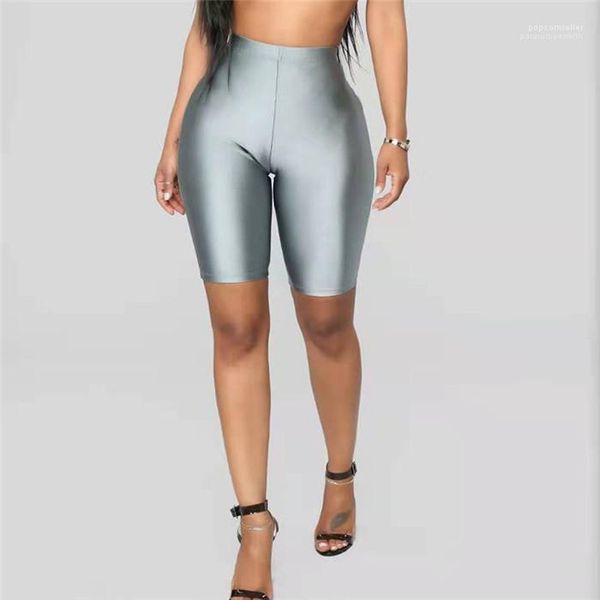 

solid womens skinny shorts high waist slim cycling short pants sports female clothing fluorescent color, White;black