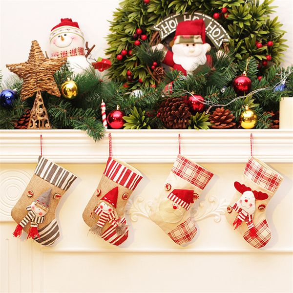 

navidad santa claus snowman christmas stockings new year christmas gift bags socks decoration santa sacks tree decor