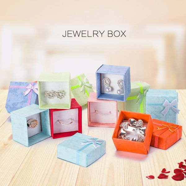 

4*4*3.2cm cardboar jewelry gift boxes for rings stud earrings pendant packaging jewelry packing box in bulk 24pc/lot, Black;white