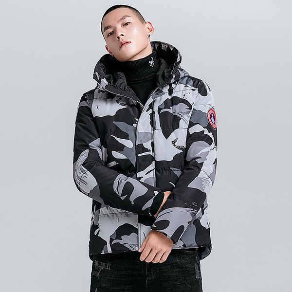 

camo winter parkas jackets men casual thick coats camouflage 2019 fashion winter coats windbreaker parka male, Tan;black