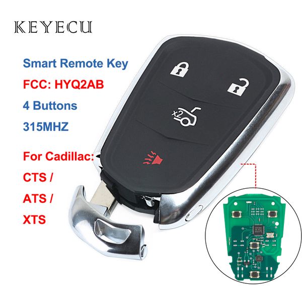 

keyecu 4 buttons smart remote car key fob 315mhz for ats xts 2015 2016 2017 2018 2019 cts 2014-2018, fcc: hyq2ab