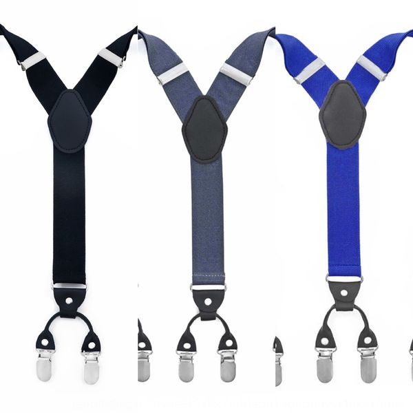 

men's black 3.5cm suit pants sling clip 6 clip elastic band sling elastic band straps, Black;white
