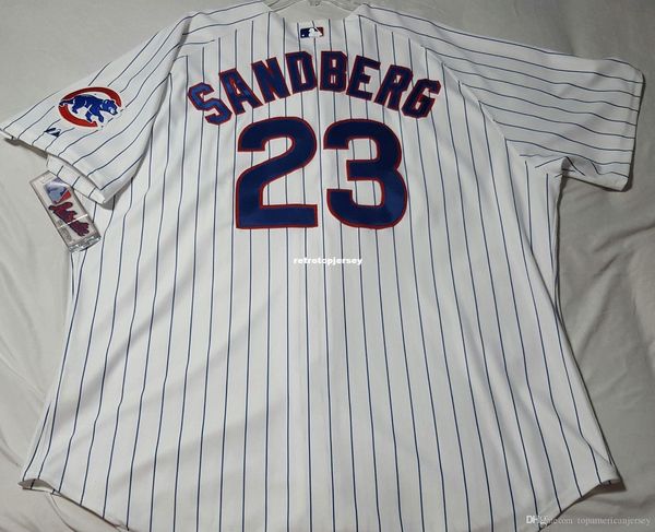 

majestic chicago #23 pinstripe ryne sandberg on field jersey mens stitched wholesale big and tall size xs-6xl baseball jerseys, Black;blue