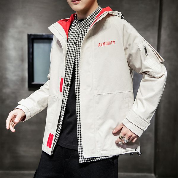 

2019 men autumn casual coat new style clothes loose-fit trend handsome versatile tooling jacket thin, Black;brown