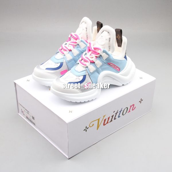 

2020 new color designer black casual shoes white blue monogram black archlight sneakers women genuine leather trainers runner shoe 35-40, White;red