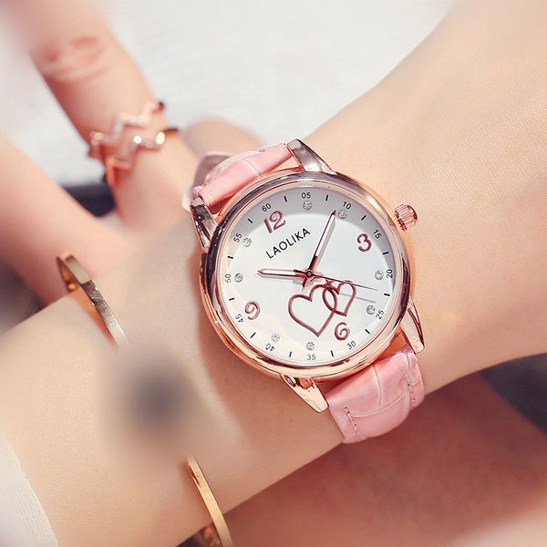 

heart-shaped simple fashion watch for women and student popular gifts for women quartz fashion & casual leather belt, Slivery;brown