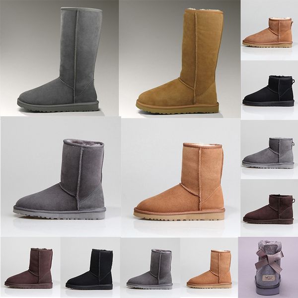 

designer australia women classic snow boots ankle short bow fur boot for winter black chestnut fashion women shoes size 36-41
