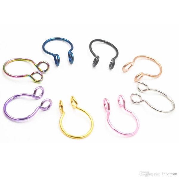 

50pc steel fake nose rings clicker faux septum rings hoop nostril piercing fake clip on nose rings oreja piercings smiley jewelry, Silver