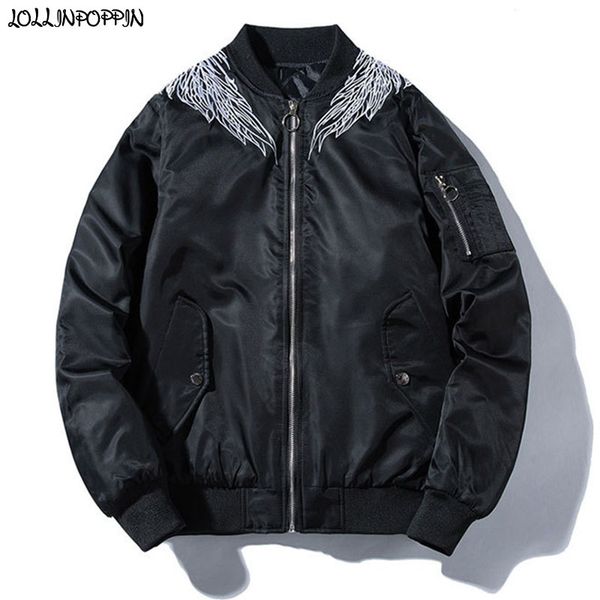 

japan style men phoenix feather embroidery baseball jacket stand collar style aviator jacket 2019 spring autumn coat, Black;brown