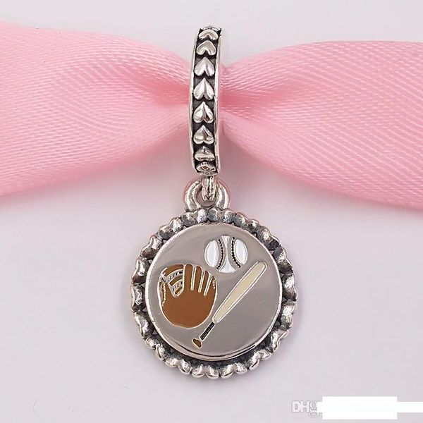 

authentic 925 sterling silver beads baseball dangle charm, mixed enamel charms fits european pandora style jewelry bracelets & necklace eng7, Bronze;silver