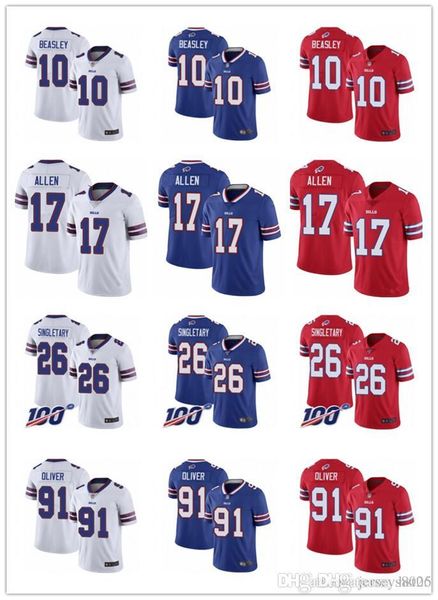 

men women youth buffalo bills 91 ed oliver 17 josh allen 10 cole beasley 26 devin singletary football jerseys blue, Black;red