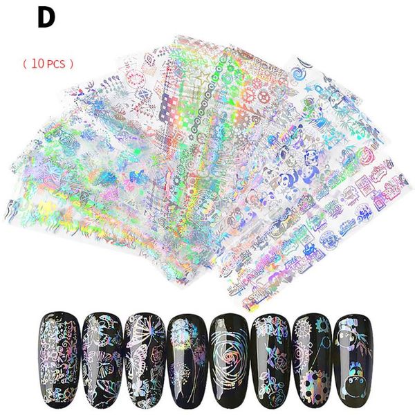 

4 styles holographic polarized nail foils transfer sunflower charm polish metal color starry paper nail art decoration z1, Black