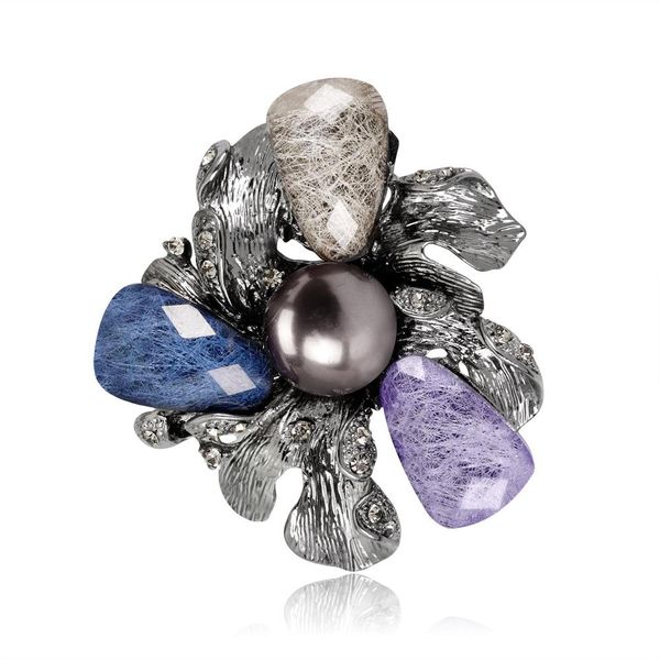 

новая мода ретро горячей продажи акриловые pearl цветок брошь леди брошь, Gray