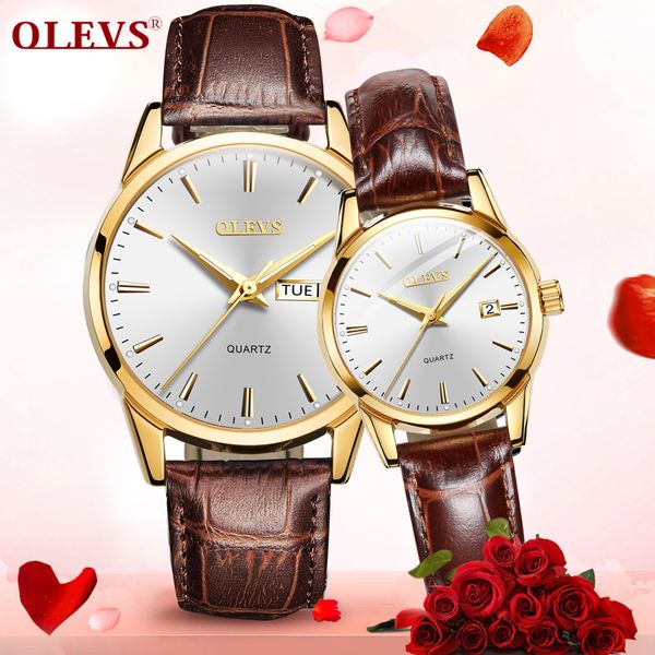 

fashion couple lovers watches quartz ultra-thin waterproof leather calendar date weekday casual men wristwatch women clock hours, Slivery;brown