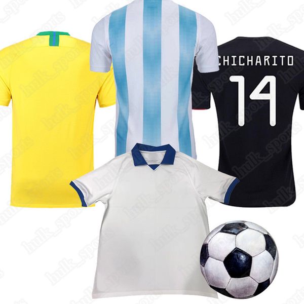 

Brazil Mexico home away Argentina football jersey Messi 3 T.SILVA 14 CHICHARITO jersey 2019 new soccer jerseys
