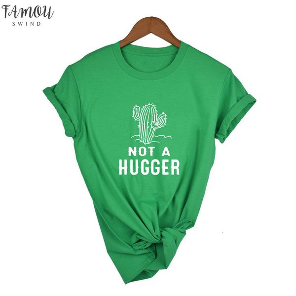 

harajuku not a hugger письмо tshirts женщины t shirt strong cactus kawaii летняя мода tumblr graphic grunge рубашка одежда, White