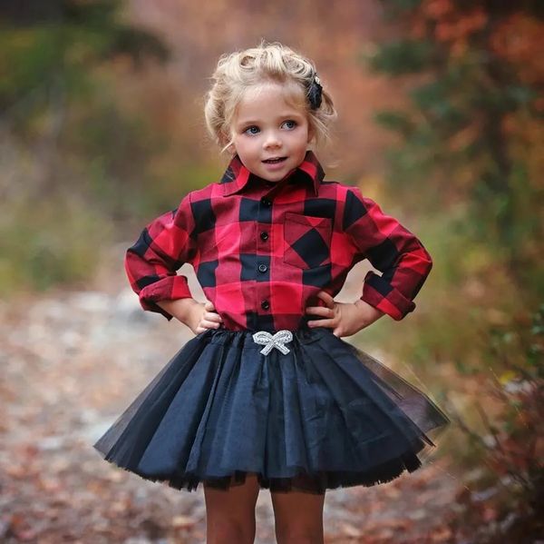 

100% organic cotton toddler baby girl dress long sleeve button down plaid skirt for festival, Red;yellow