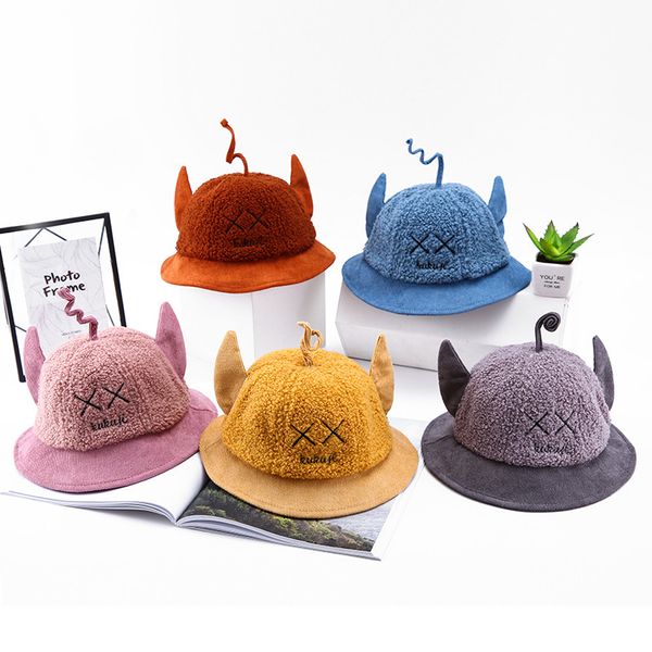 

children's cartoon autumn and winter cotton hat solid color hat infant boy girl bucket cold protection children's