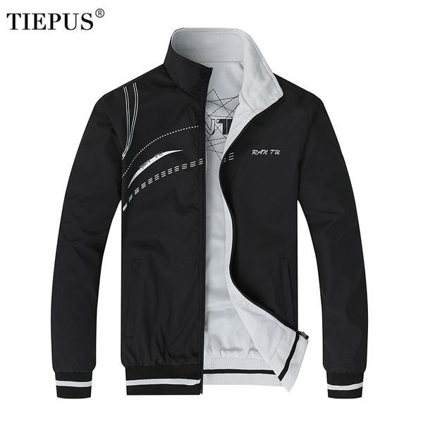 

tiepus jacket men 2018 autumn new men's sporting jacket embroidery print slim double-sided men's coat size - 5xl 6xl, Black;brown