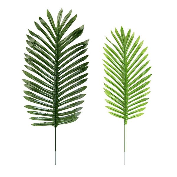 

6pcs artificial palm leaves fake plastic leaves plants fake palm tree leaf greenery floral flower arrangement wedding decoration