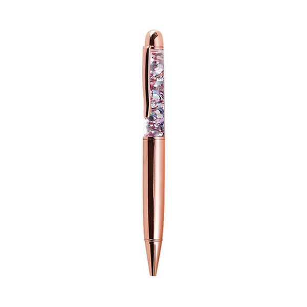 

1.0mm metal bling sequin ballpoint pen black ink signature writing pens school office stationery gift, Blue;orange