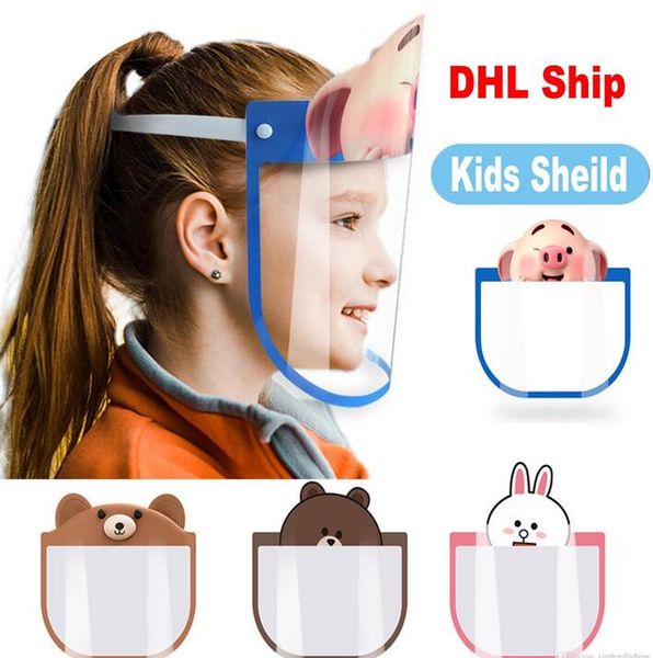 

США Stock! Прекрасный мультфильм Kid Face Shield Прозрачные защитные маски пылезащитные Anti-Fog Полный Защитная маска против пыли ветрозащитный ПЭТ Маска