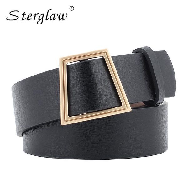 

leather belts for women jeans pin buckle gold black luxury punk wide belt strap waistband dress wear for women n142, Black;brown