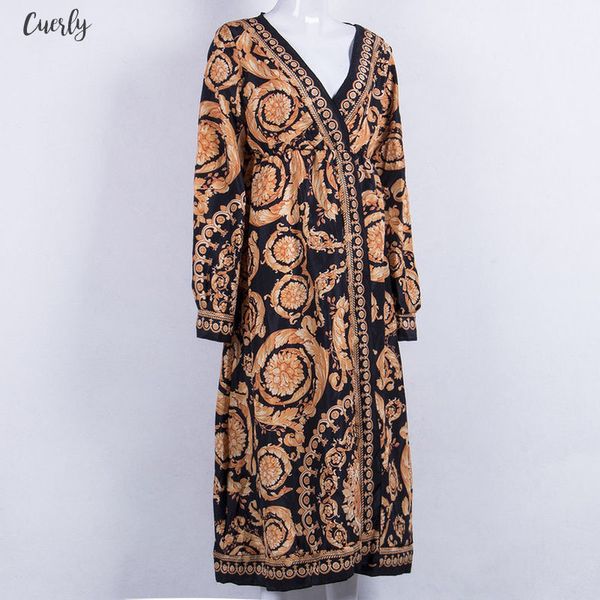 

2020 style fashion elegant women deep v neck floral print dress party formal long dress size s xl, Black;gray
