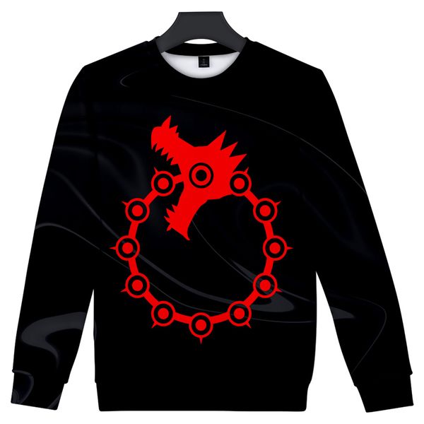 

2019 streetwear the seven deadly sins hoodies men o-neck long sleeves cotton harajuku sweatshirt hoody for men streetwear, Black