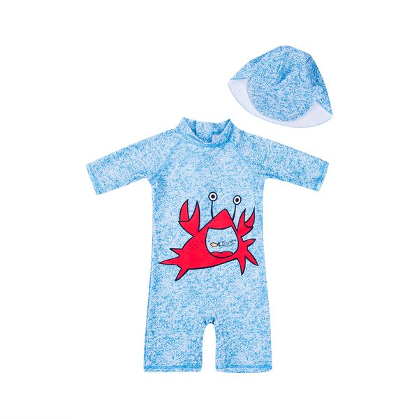 

pudcoco 2019 baby kids boy summer beach swimwear swimsuit swimming costume trunks+hat romper blue set