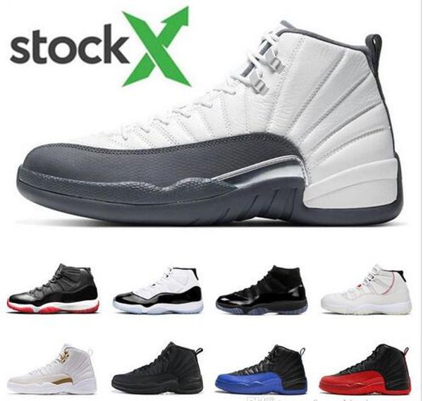 

stock x 12s basketball shoes for mens dark grey game royal 12 bred 11 win like 96 space jam 11s men sports sneakers