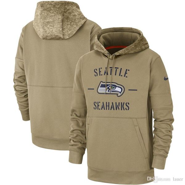 

new mens women kid seattle seahawks tan vintage sweatshirt 2019 salute to service sideline nfl therma pullover hoodie, Blue;black