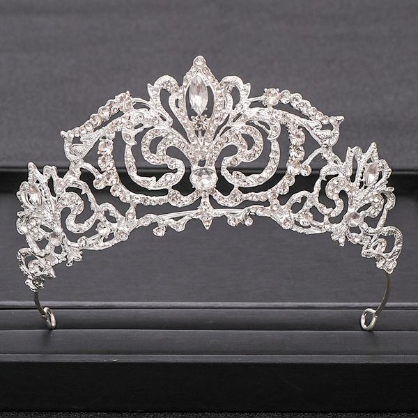 

trendy silver wedding crown baroque crystal rhinestone bridal crown hair accessories party princess headdress jewelry gif, White;golden