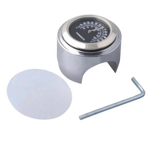 

motorbike motorcycle 7/8 inch handlebar mount thermometer chrome temp dial gauge for harley cruiser atv scooter - waterproof