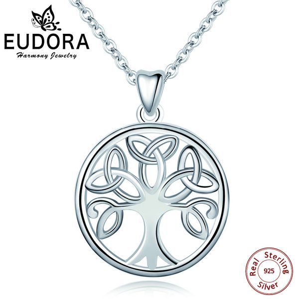 

eubora 925 sterling silver tree of life pendant necklace irish celtics knot crann bethadh sliver jewelry for women girls gifts