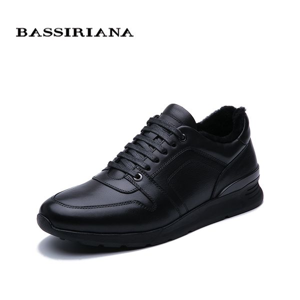 

bassiriana 2019 winter new men's casual sports shoes fur warm lace black ing