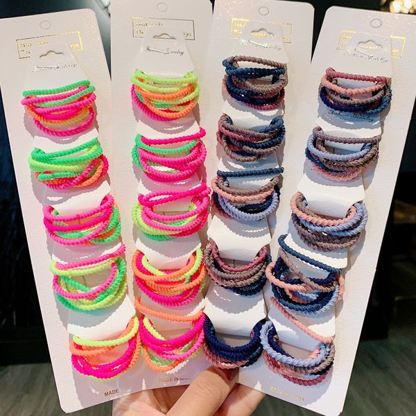 

200/300/400pc girls colorful nylon small elastic hair bands children ponytail holder rubber bands headband kids hair accessories, Slivery;white