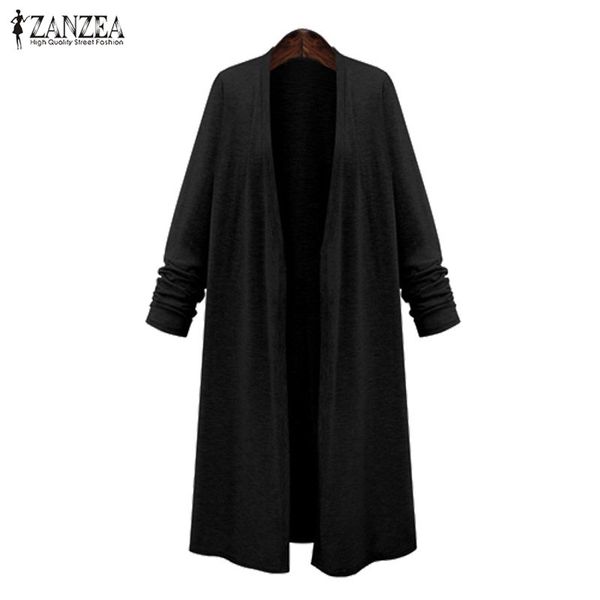 

plus size poncho zanzea women cardigan 2019 fashion women long jackets female open front coats cape autumn woman casual shirts, Tan;black