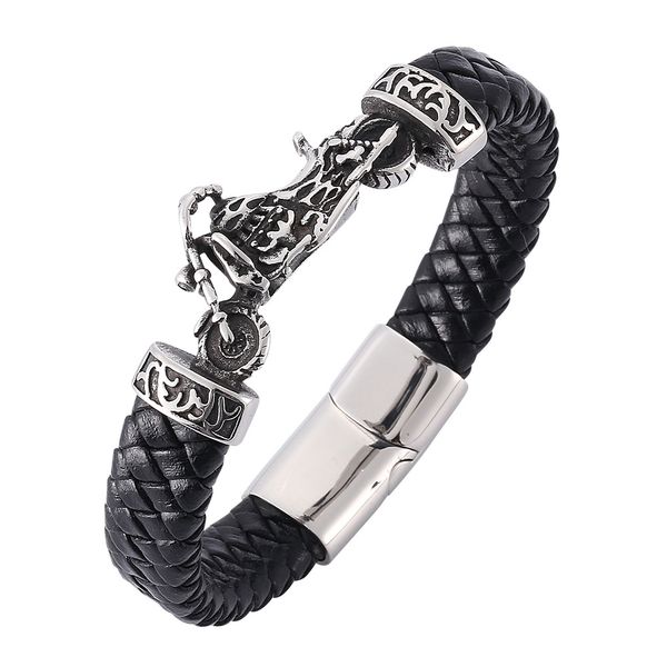 

bracelet accessories popular titanium steel leather motorcycle personalized men's woven dragon customization charm, Golden;silver