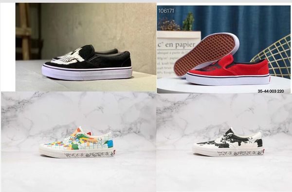 

2020 designer shoes classic slip on skool fear of god men women canvas sneakers triple black white red blue fashion skate casual shoes 36-44